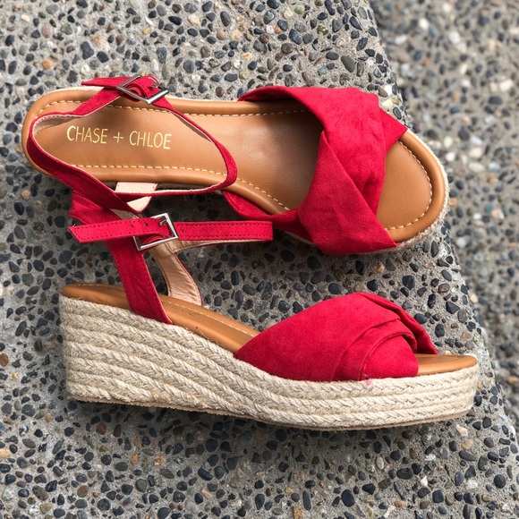 Red espadrille wedges - Picture 2 of 7
